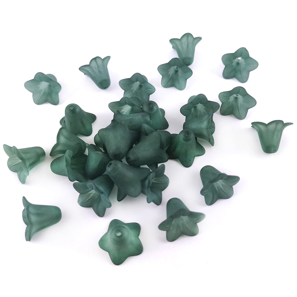 Teal Lucite Beads Flower 12x16mm Pack Of 30