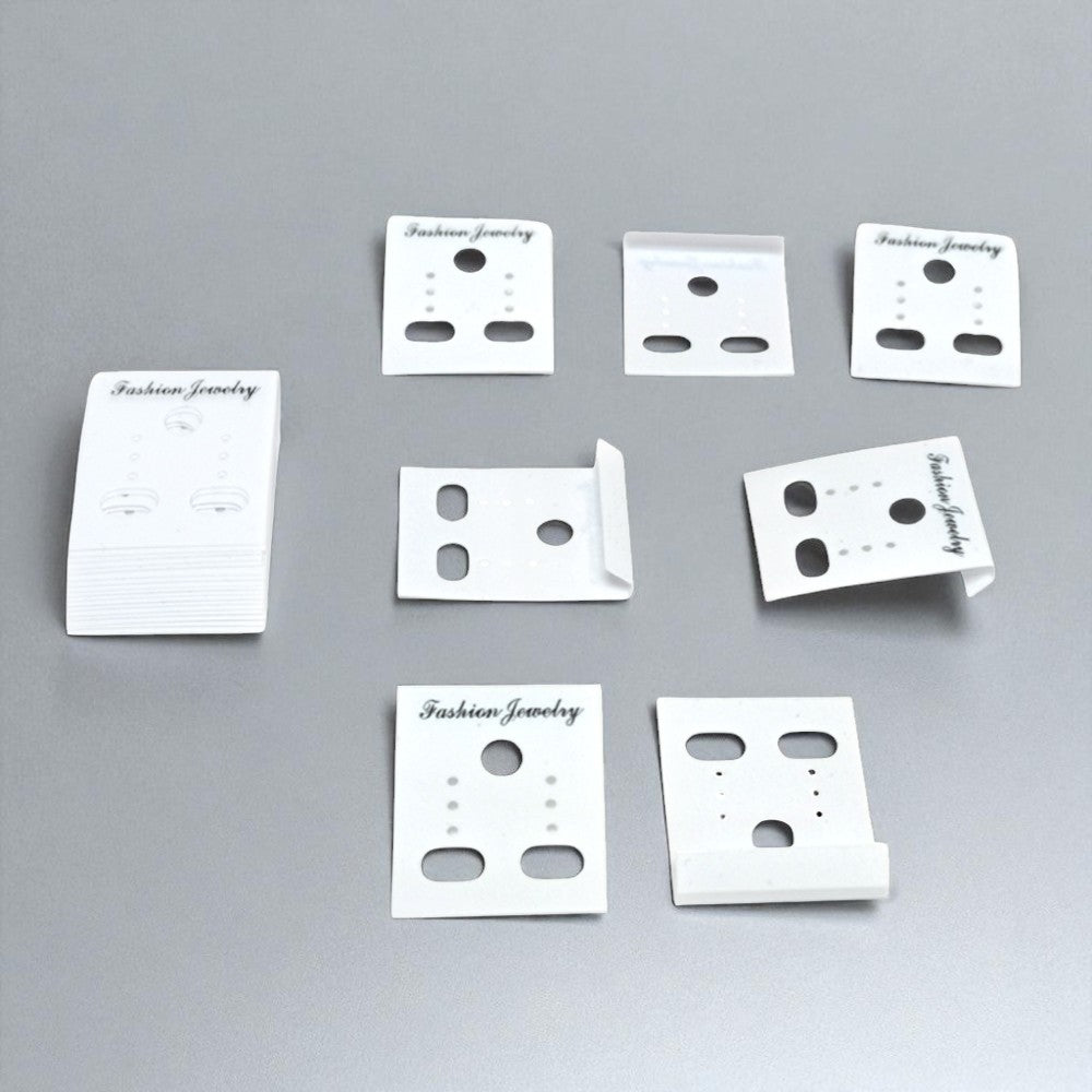 Plastic Earring Display Card White 30x37mm Pack Of 50