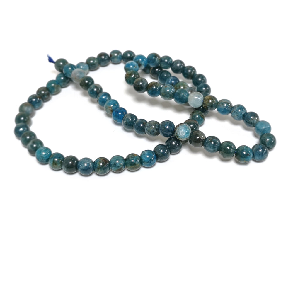 Teal Blue Apatite Beads Plain Round 6mm Strand Of 60+