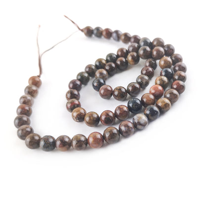 Brown/Blue Pietersite Beads Plain Round 6mm Strand Of 60+