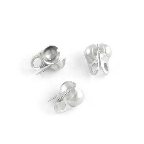 Stainless Steel Callottes Silver Clamshell 2.5x5mm Pack Of 20
