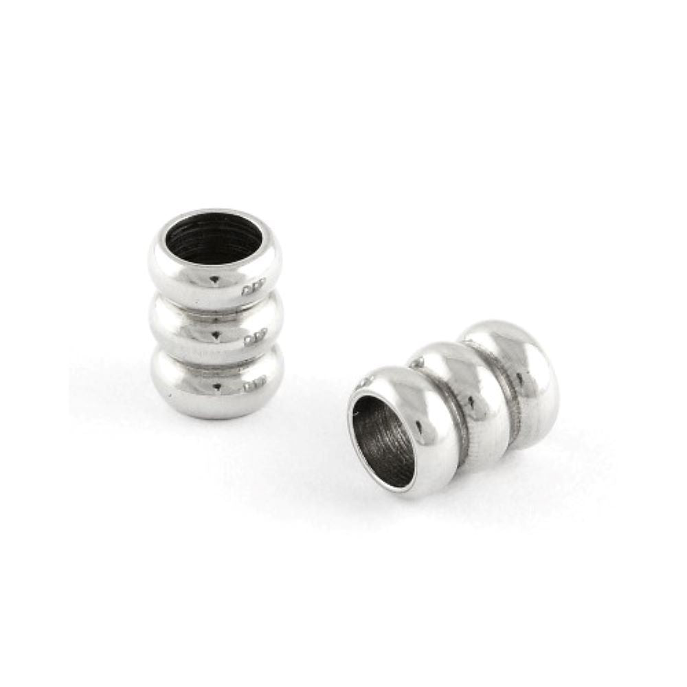 Silver Stainless Steel Beads Tube Spacer 5x6mm Pack Of 5