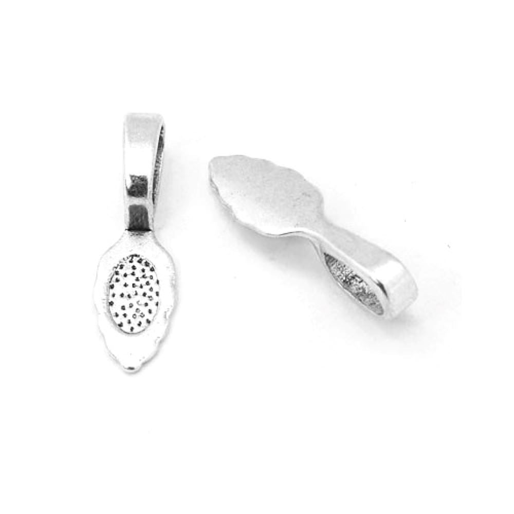 Metal Alloy Glue On Bails Antique Silver Leaf 8x26mm Pack Of 20