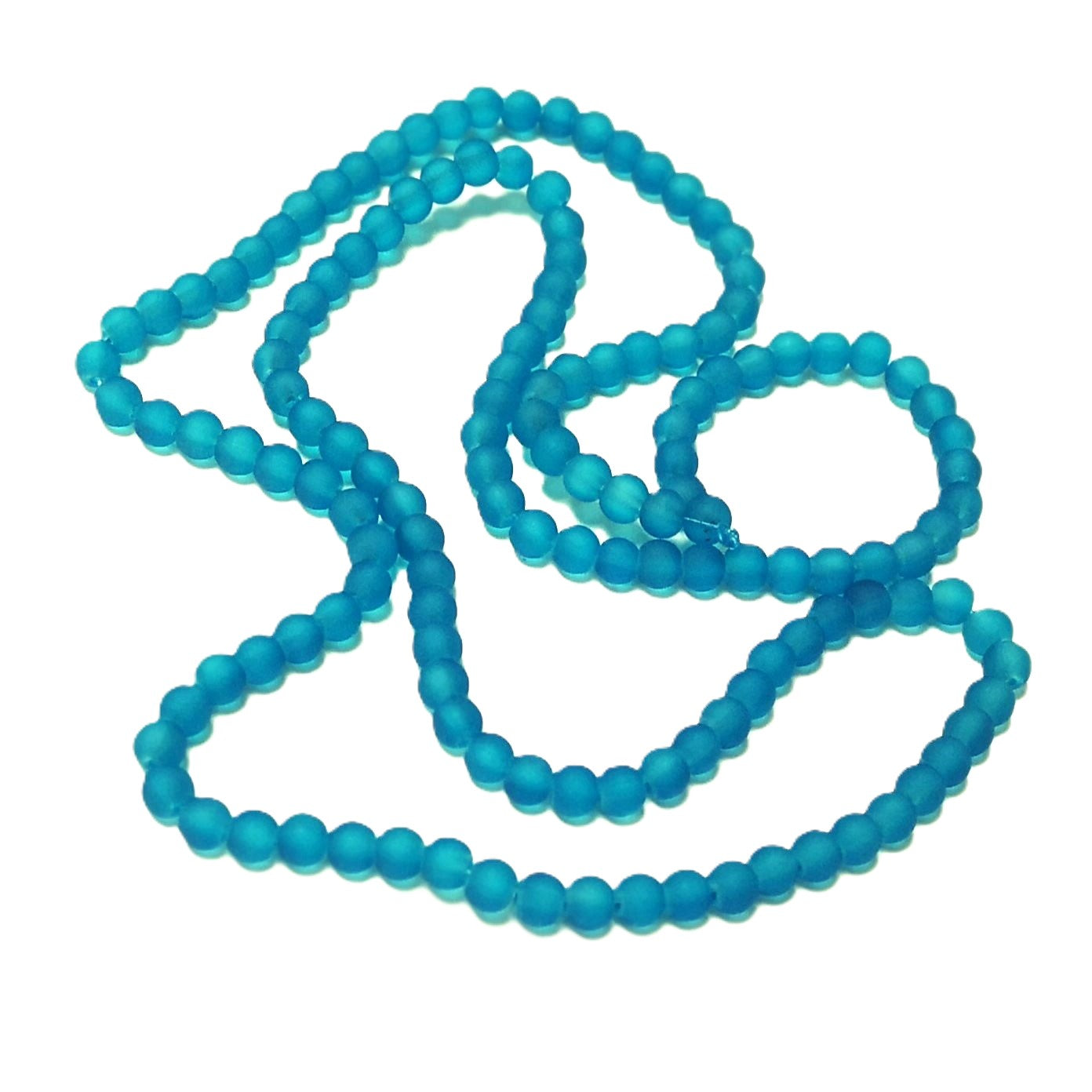 Blue/Teal Glass Beads Plain Round 6mm Frosted Strand Of 135+