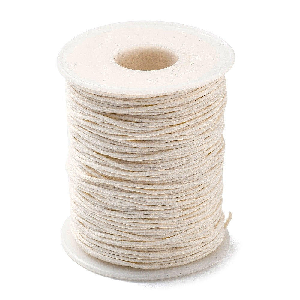 Waxed Cotton String Cord Cream 5M Continuous Length 1mm Thick 