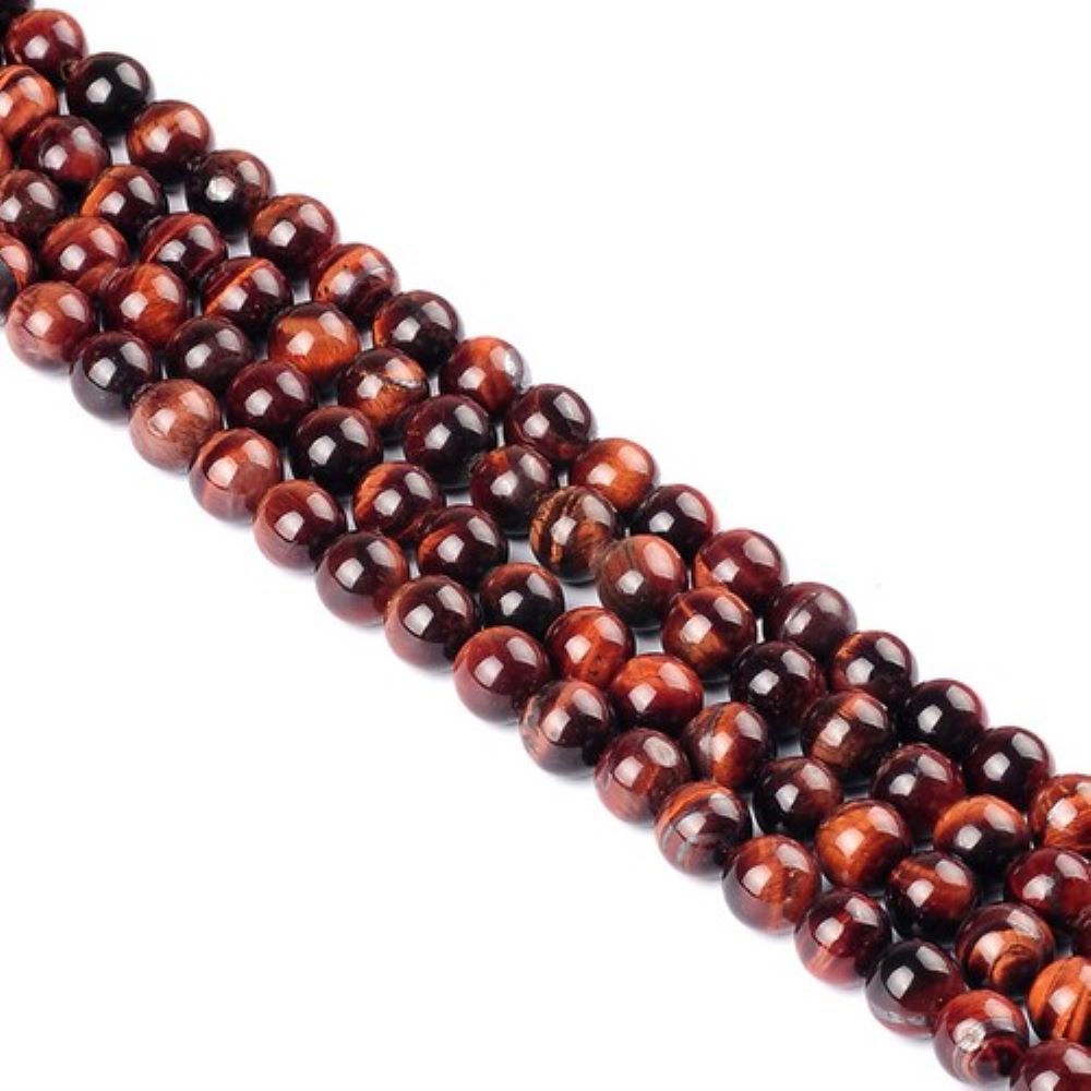 Red/Brown Tiger Eye Beads Plain Round 8mm Strand Of 20+