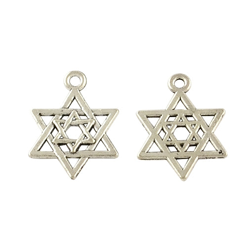 Metal Alloy Star Of David Charms Antique Silver 21mm Pack Of 20