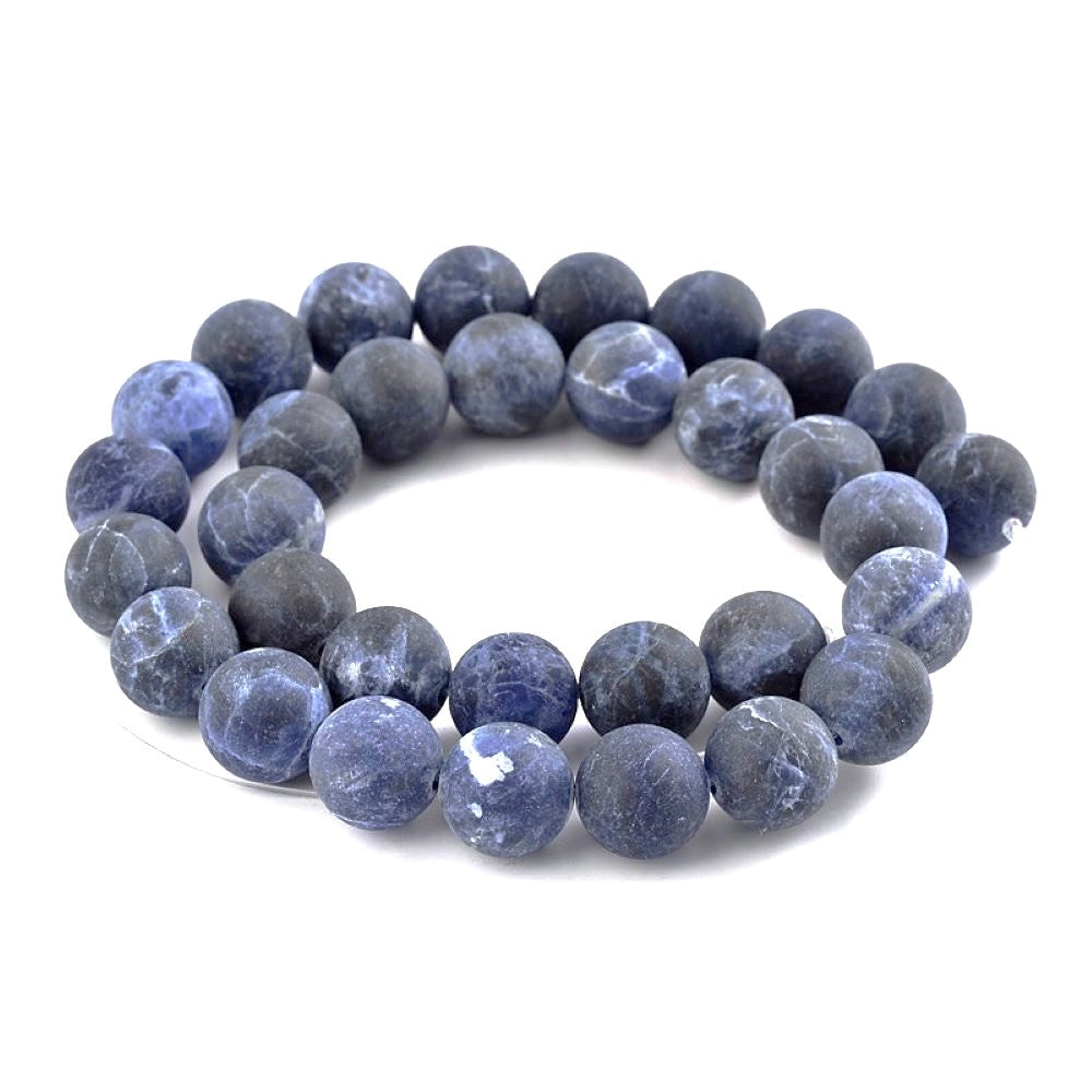 Blue Sodalite Beads Plain Round 8mm Frosted Strand Of 45+