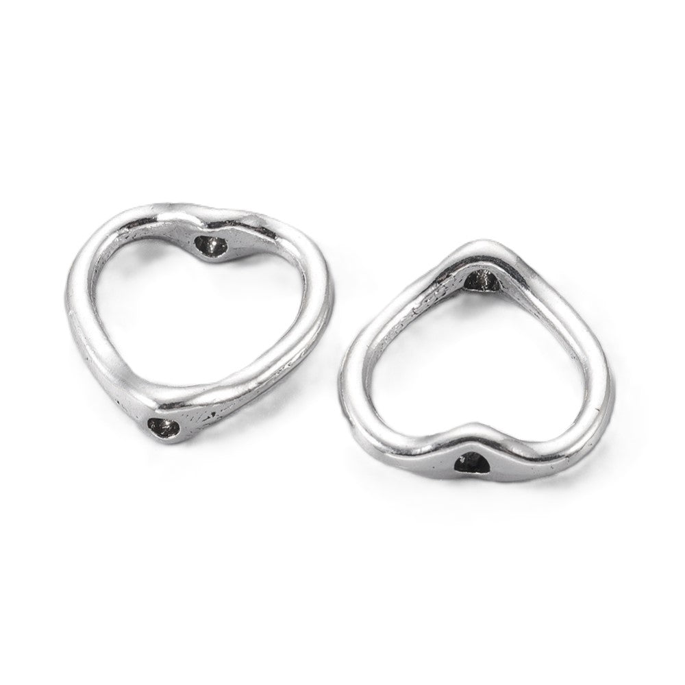 Metal Alloy Bead Frames Antique Silver Heart 13x13mm Pack Of 30