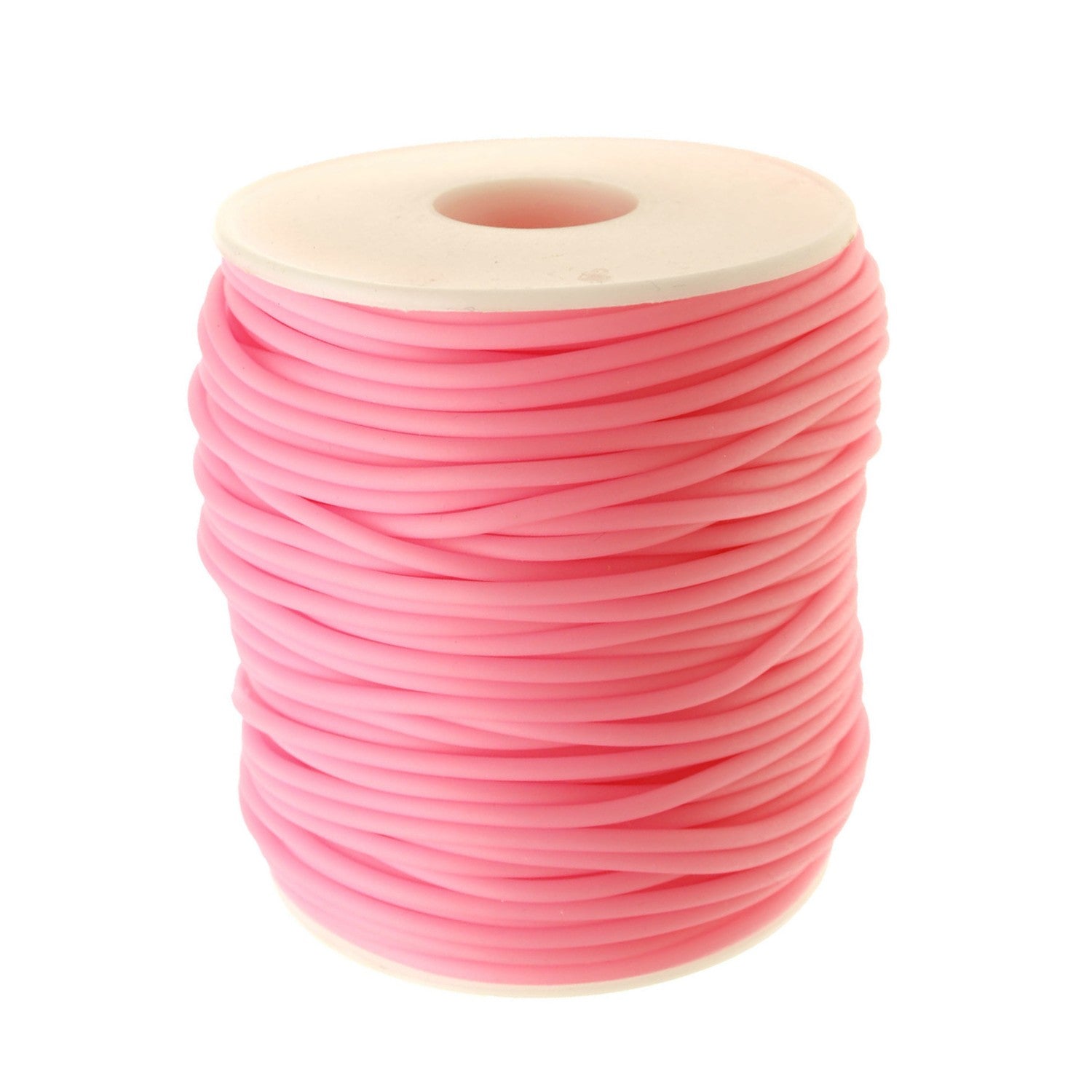 Rubber Hollow Tube Cord Pale Pink 5M Continuous Length 2mm Thick 