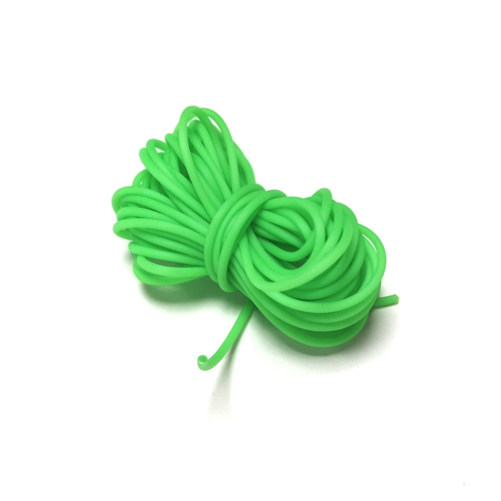 Rubber Hollow Tube Cord Bright Green 5M Continuous Length 2mm Thick 