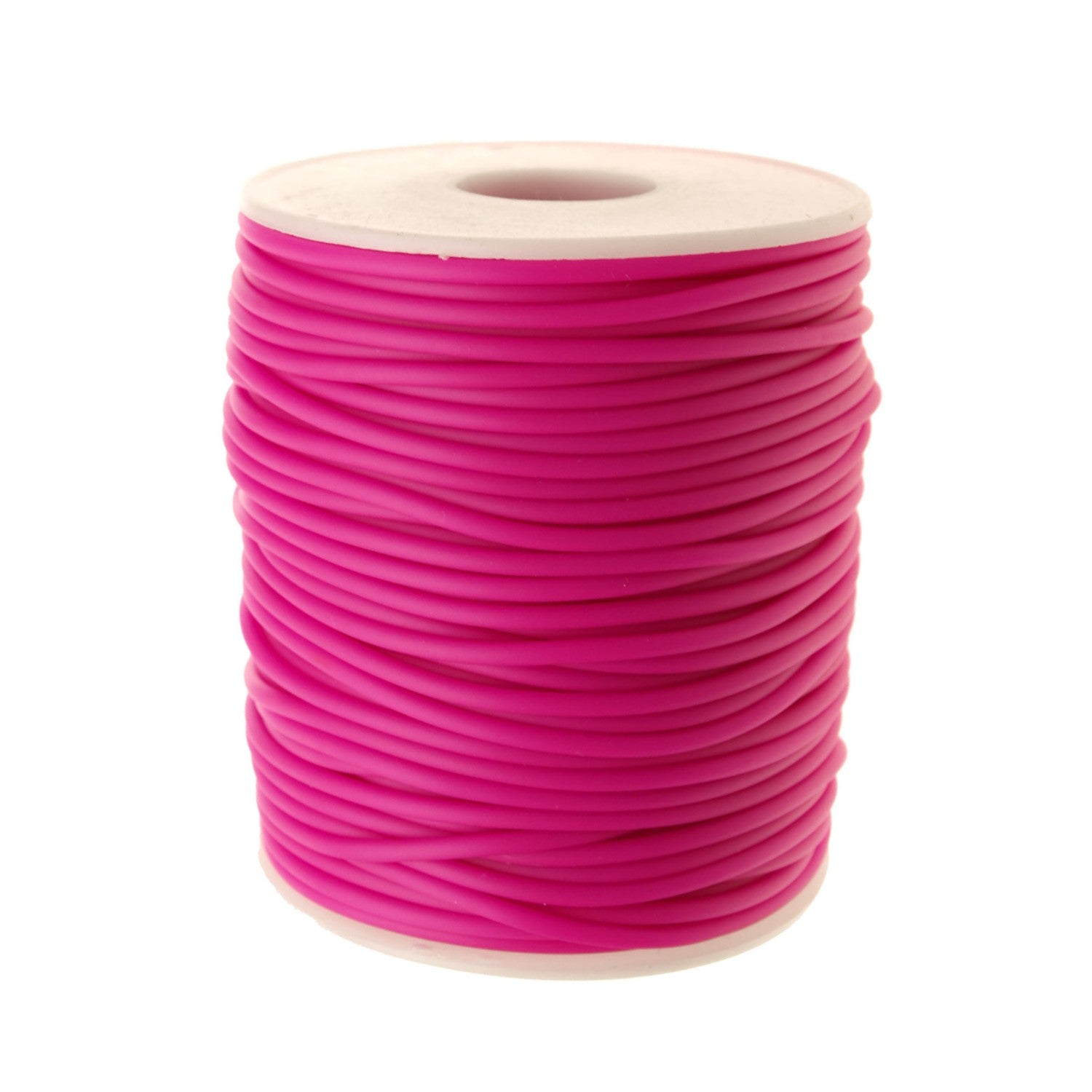Rubber Hollow Tube Cord Bright Pink 5M Continuous Length 2mm Thick 