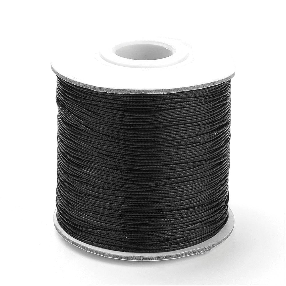 Waxed Polyester String Cord Black 15M Continuous Length 0.5mm Thick 