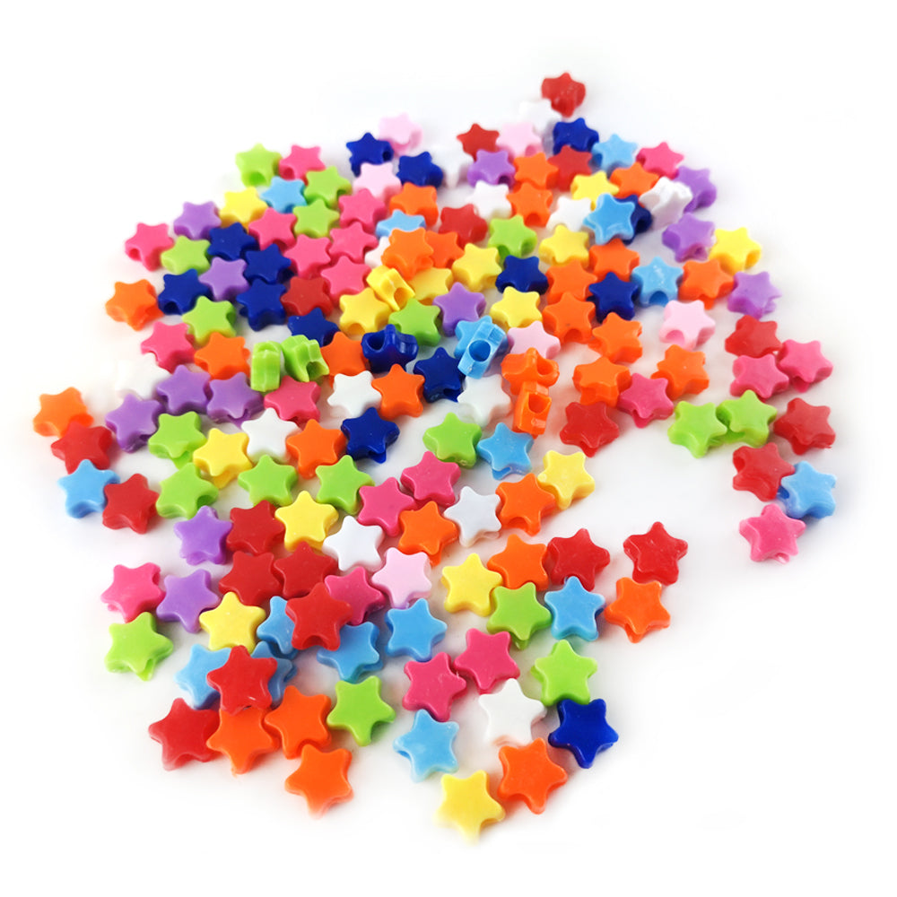 Mixed-Colour Acrylic Pony Beads Star 10mm Pack Of 150+