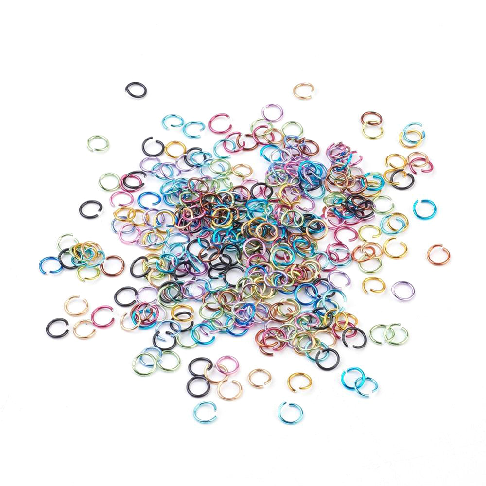 Aluminium Fully Open Jump Rings Mixed-Colour Round 1x8mm Pack Of 400+