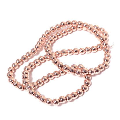 Rose Gold Hematite (Non Magnetic) Beads Plain Round 4mm Strand Of 95+