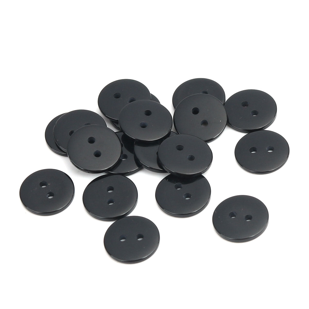 Resin Buttons Black Round 15mm 2-Hole Pack Of 30