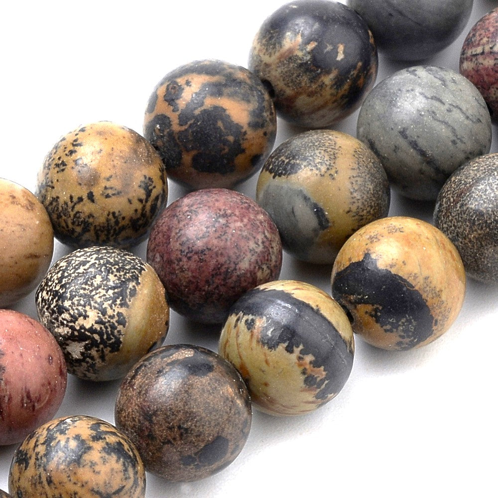 Brown/Grey Chohua Jasper Beads Plain Round 6mm Strand Of 60+