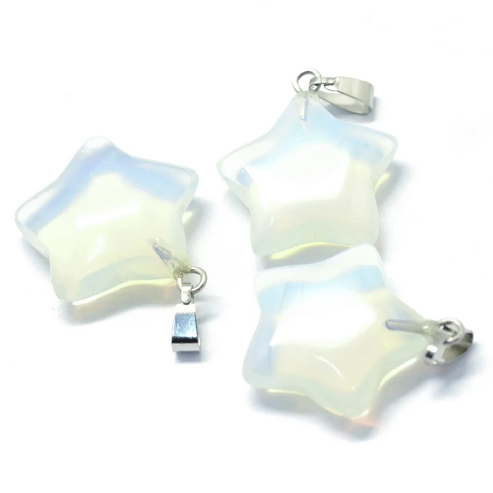 Opalite Star Pendants Clear 20mm Pack Of 3