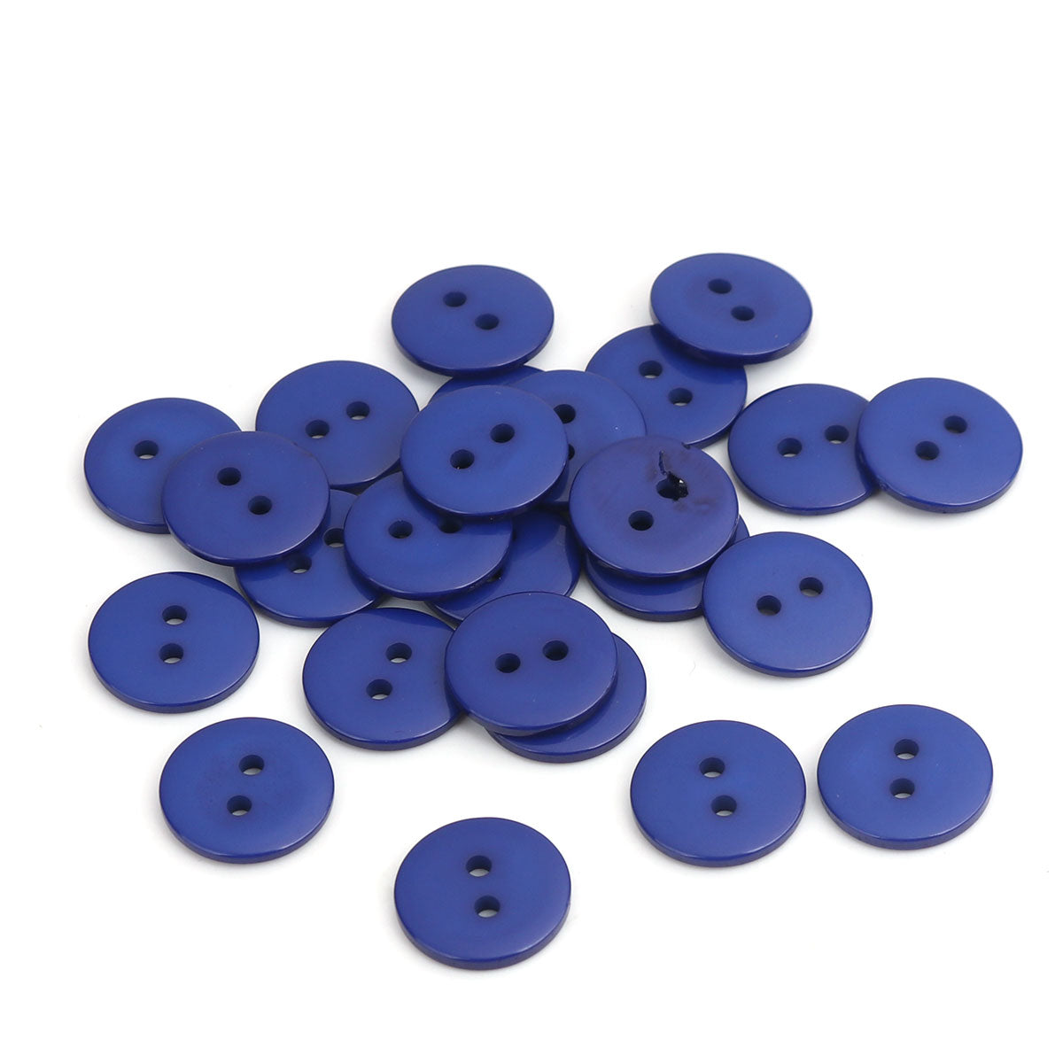 Resin Buttons Dark Blue Round 15mm 2-Hole Pack Of 30