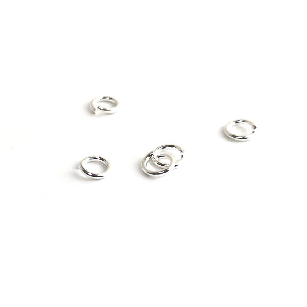 925 Sterling Silver Open Jump Rings Bright Silver Round 0.6x4mm Pack Of 5