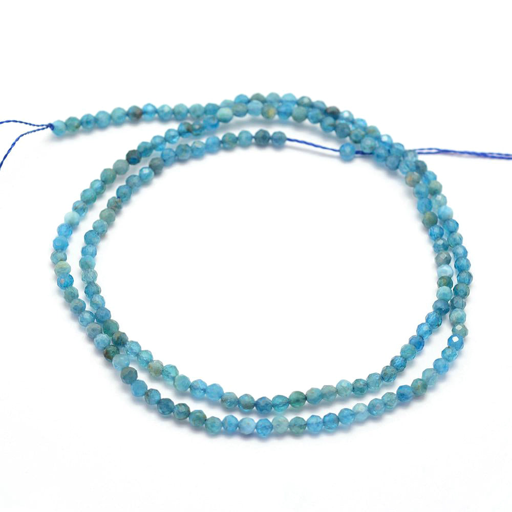 Teal Blue Apatite Beads Faceted Round 3mm Strand Of 145+