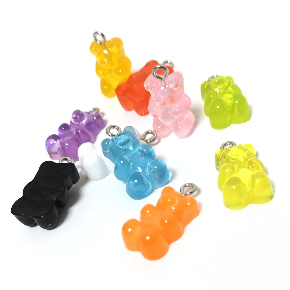 Resin Gummy Bear Pendants Mixed-Colour Mixed 11x21mm Pack Of 7