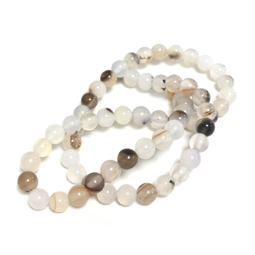 White/Brown Dendritic Agate Beads Plain Round 6mm Strand Of 60+
