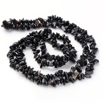 Black Obsidian Beads Chip Approx 5-15mm Long Strand Of 220+