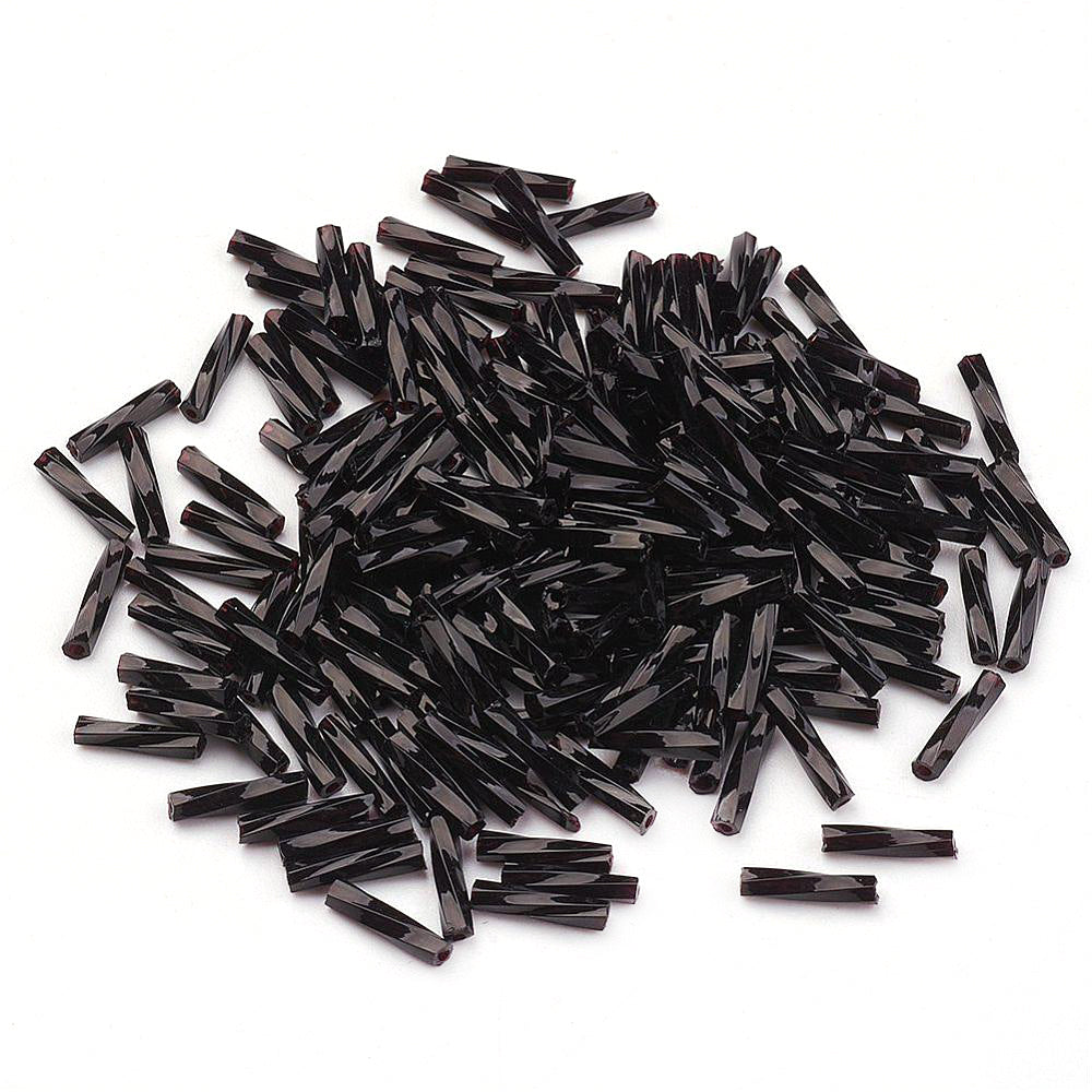 Black Glass Beads Twisted Bugle 5-8mm Pack Of 650+