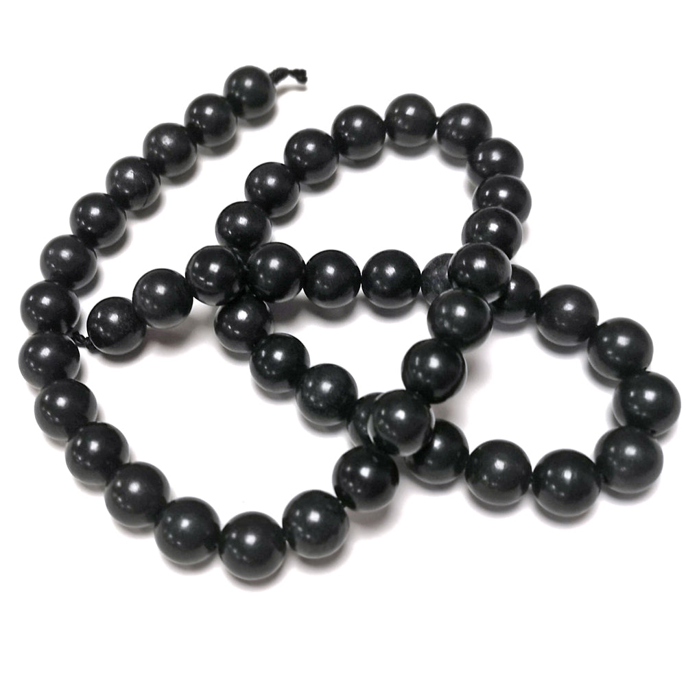 Black Shungite Beads Plain Round 8mm Strand Of 45+