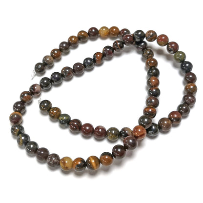 Red/Brown Tiger Iron Beads Plain Round 6mm Strand Of 60+