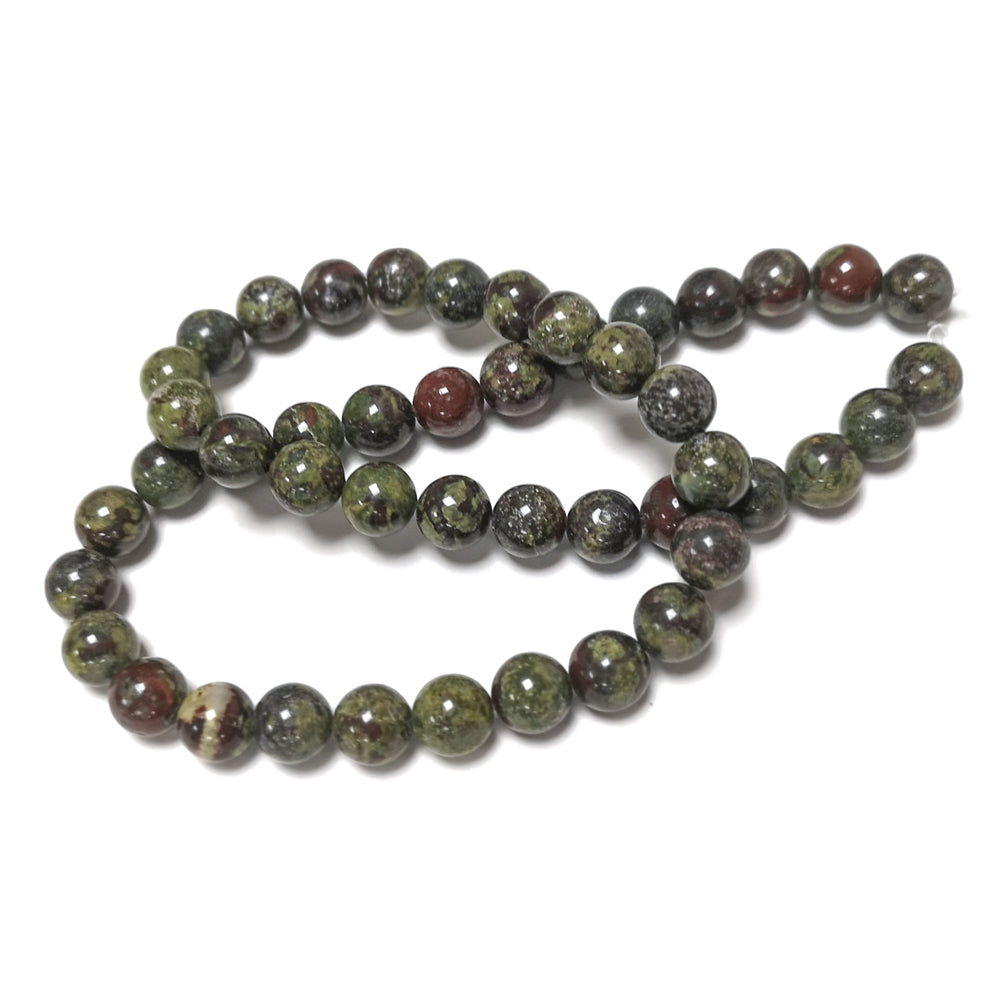 Green/Red Dragon Blood Jasper Beads Plain Round 8mm Strand Of 45+