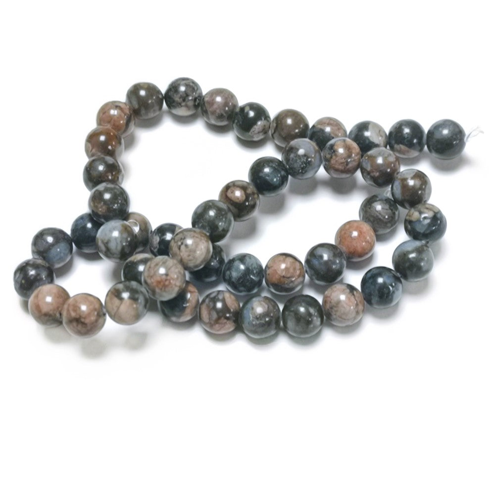 Brown/Blue Glaucophane Beads Plain Round 8mm Strand Of 45+