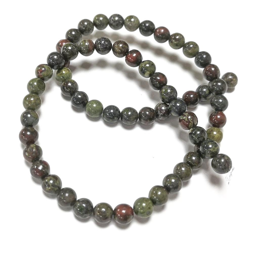 Green/Red Dragon Blood Jasper Beads Plain Round 6mm Strand Of 60+