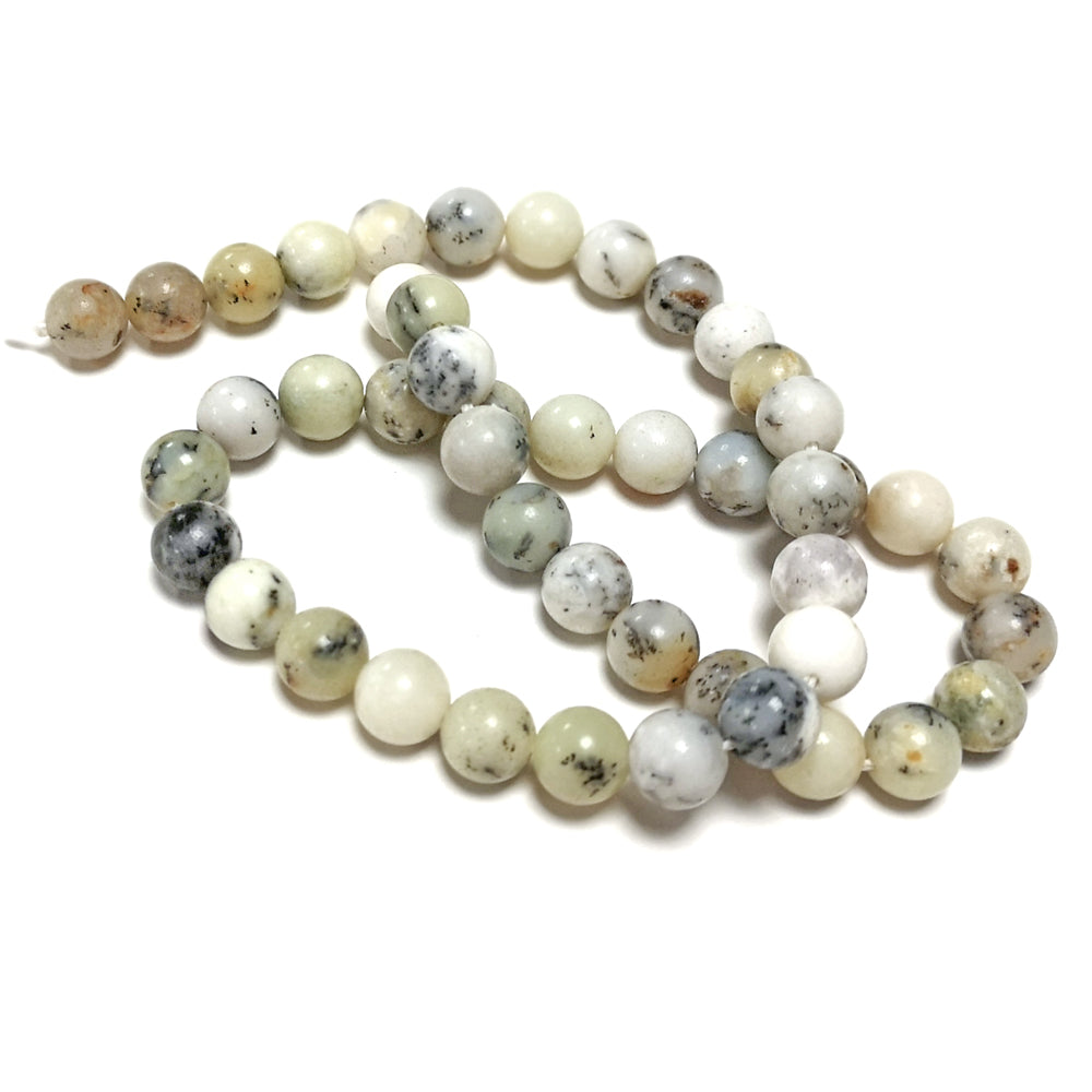 White/Grey African Opal Beads Plain Round 8mm Strand Of 45+