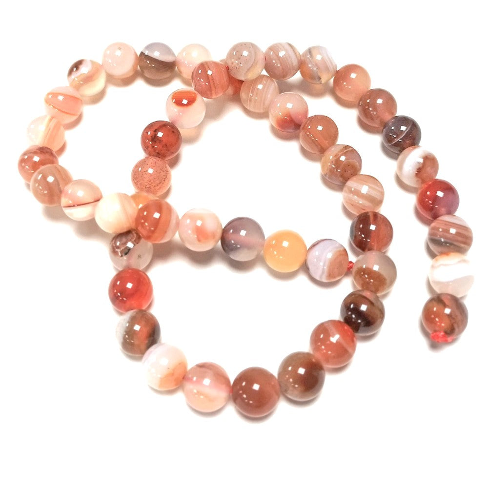 Orange Sardonyx Beads Plain Round 8mm Strand Of 45+