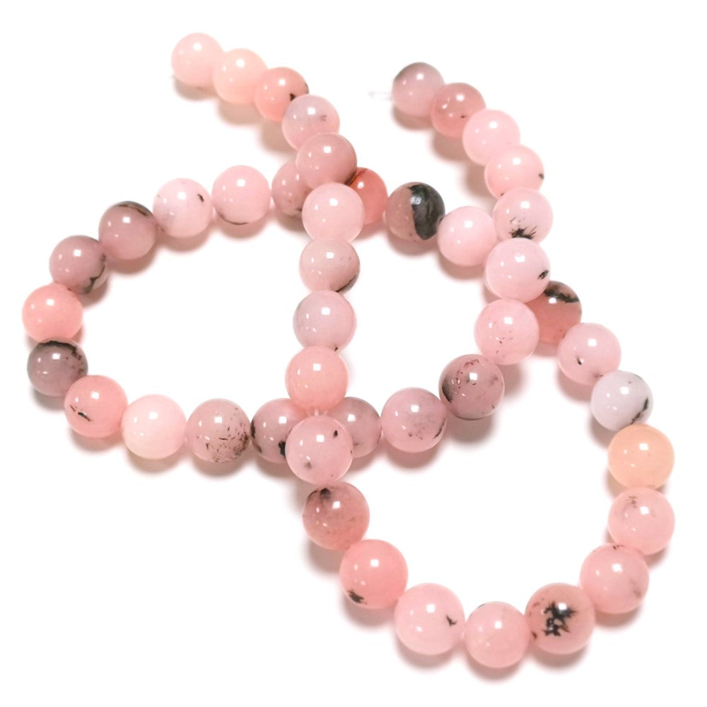 Pink/Black Cherry Blossom Jasper Beads Plain Round 8-8.5mm Strand Of 43+