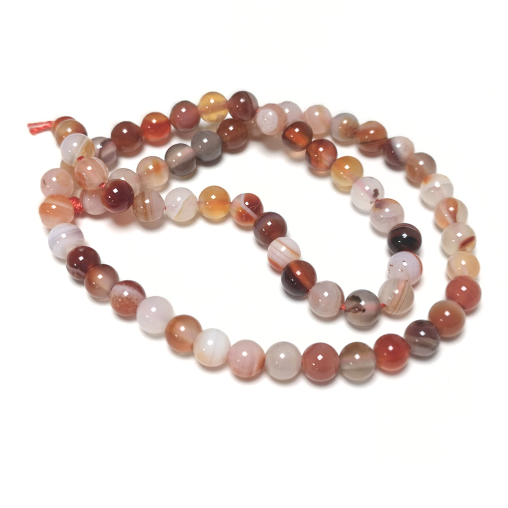 Orange Sardonyx Beads Plain Round 6mm Strand Of 60+