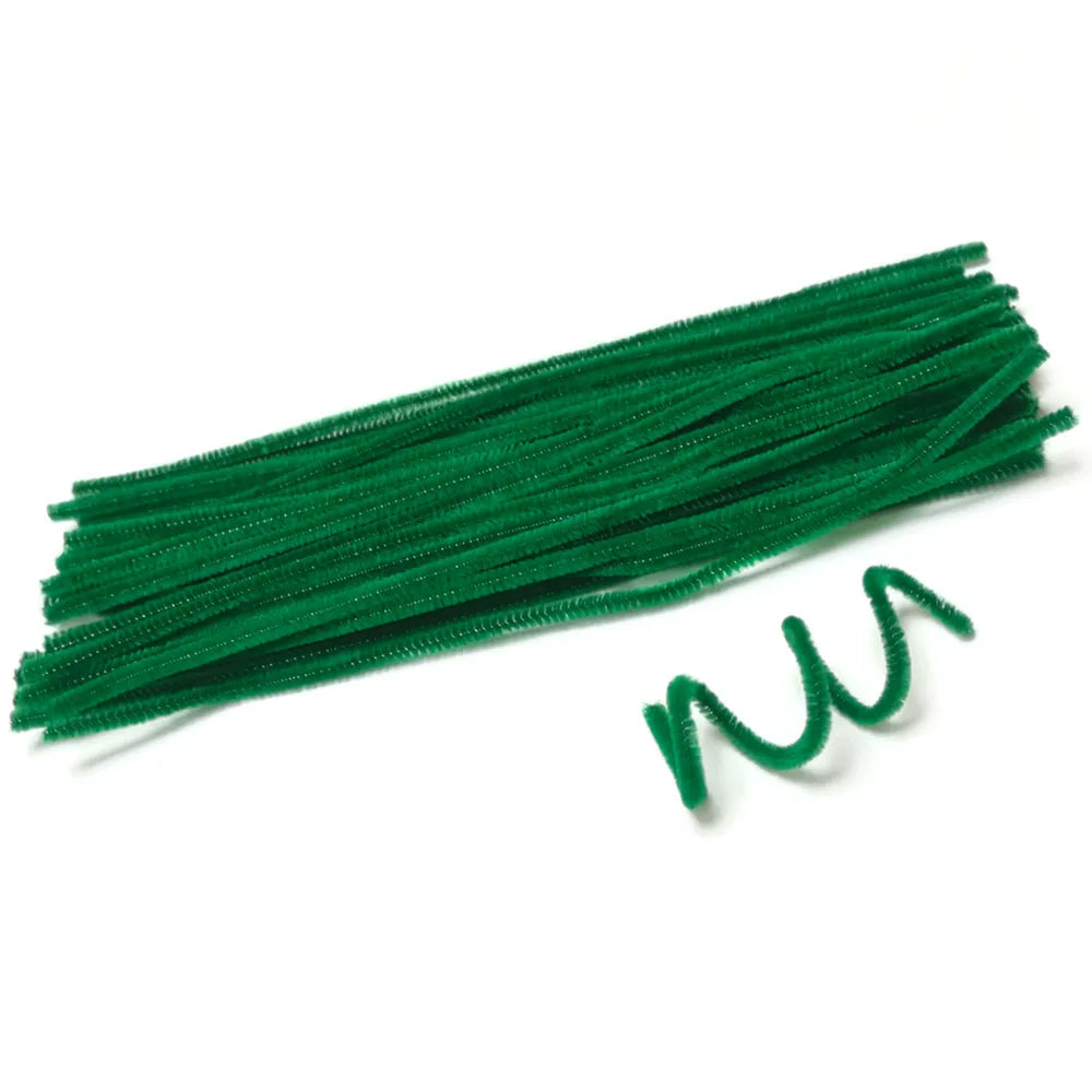 Chenille Pipe Cleaners Fibre Dark Green 6mm x 30cm Pack Of 30