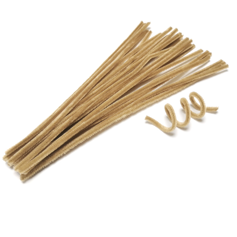 Chenille Pipe Cleaners Fibre Beige 6mm x 30cm Pack Of 30