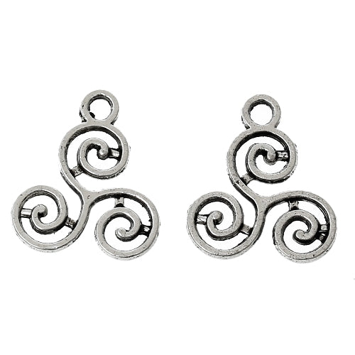 Metal Alloy Celtic Knot Triskelion Charms Antique Silver 16mm Pack Of 20