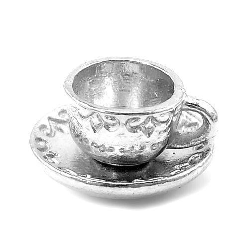 Metal Alloy Cup Charms Antique Silver 14mm Pack Of 5