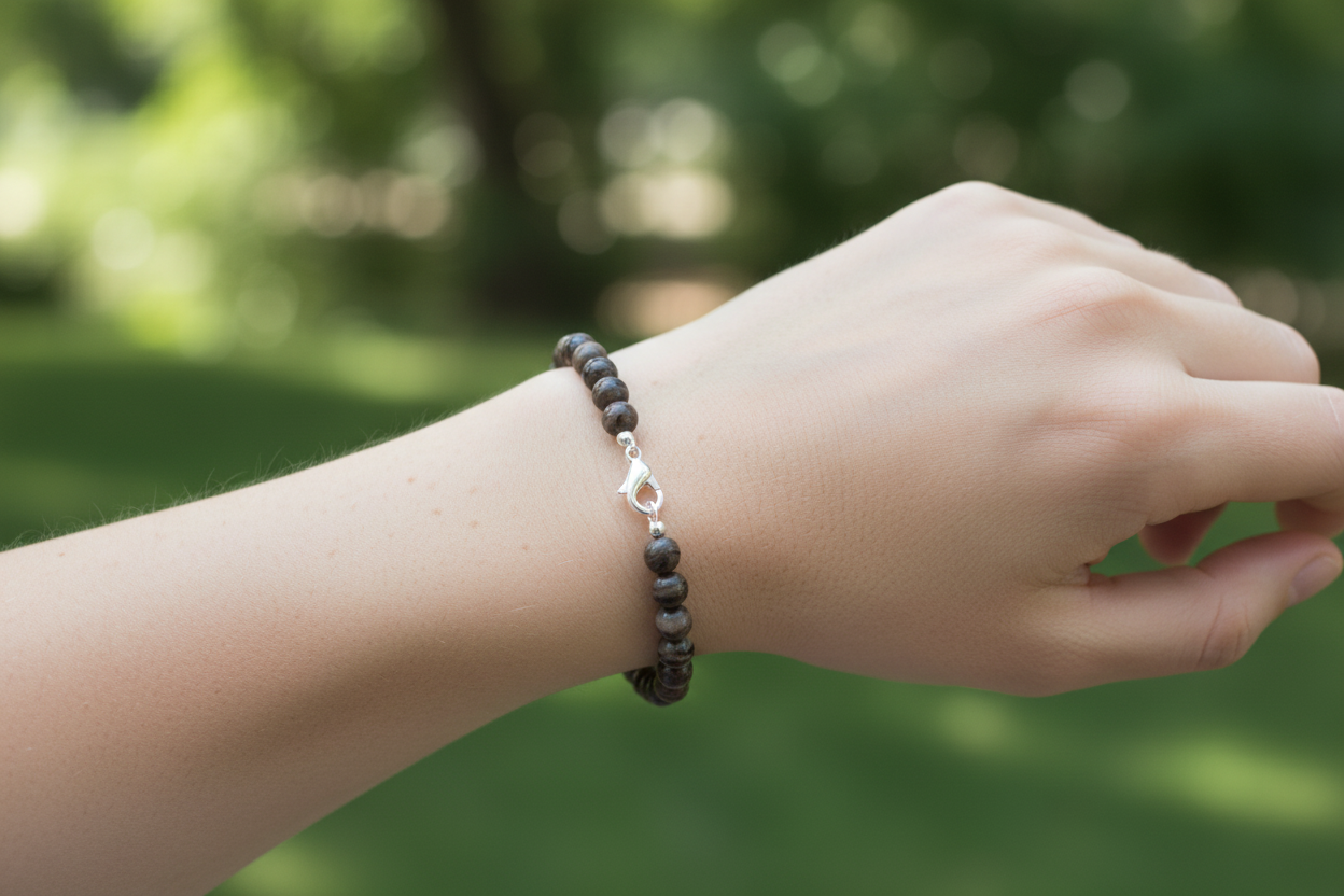Coffee Jasper 6mm Bracelet on Model