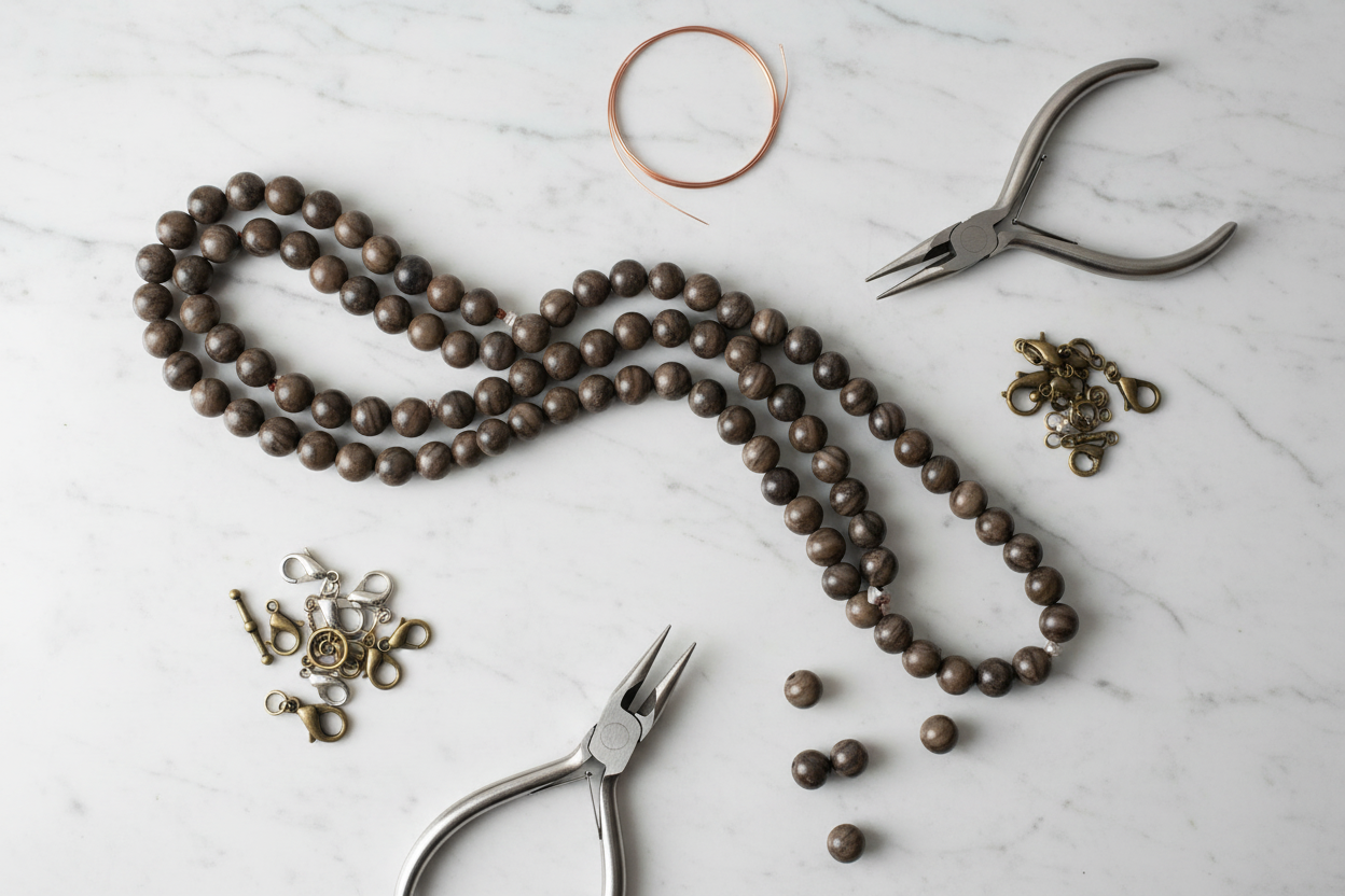 Coffee Jasper 6mm Flat Lay