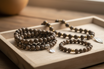 Coffee Jasper 6mm Styled with Jewellery
