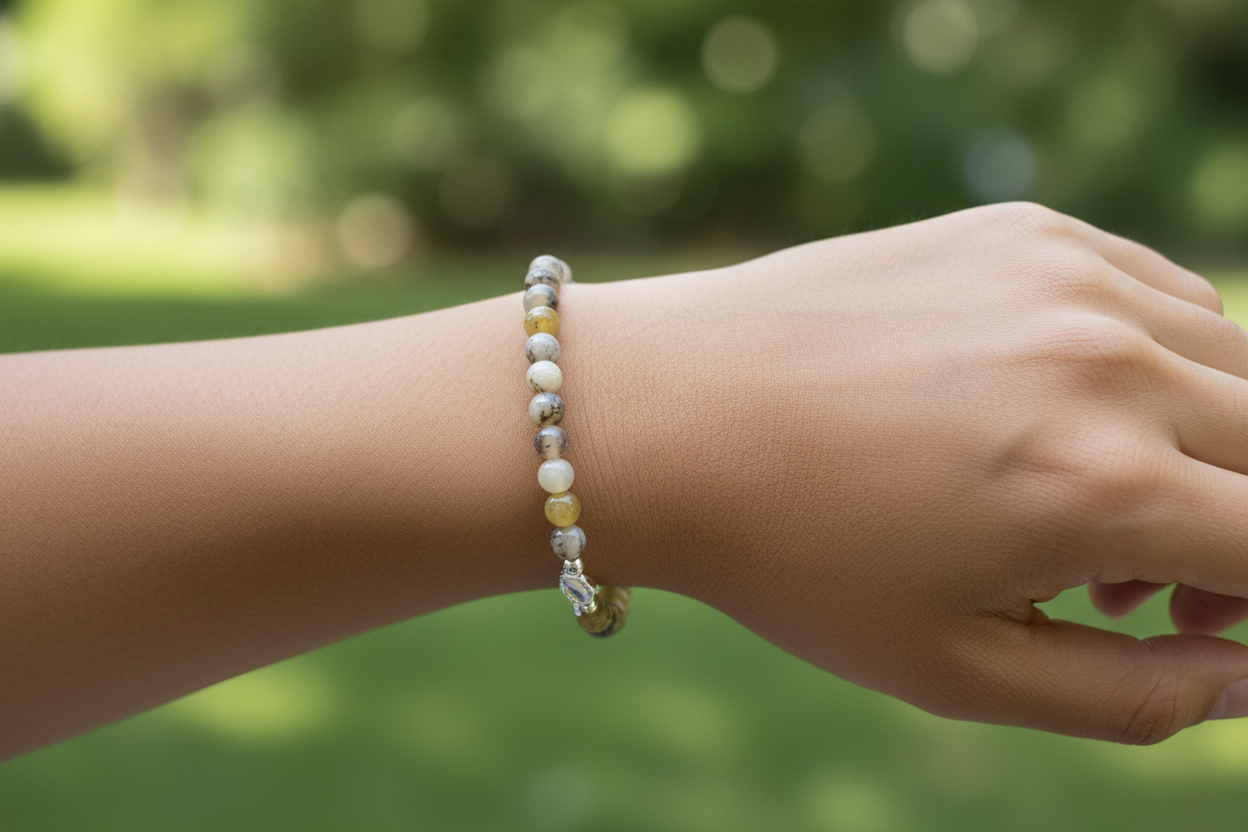 Dendritic Agate Bracelet on Model