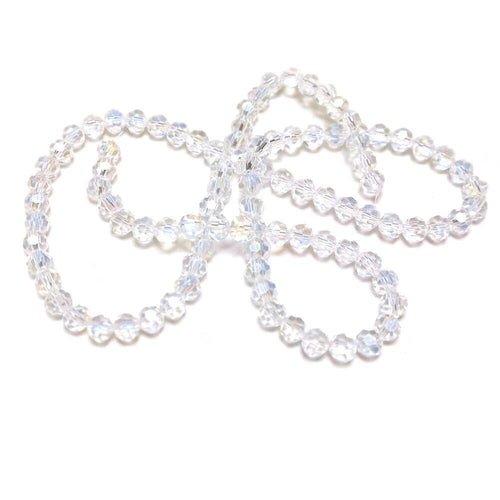 Clear Czech Crystal Beads Faceted Round 6mm AB Strand Of 80+-0