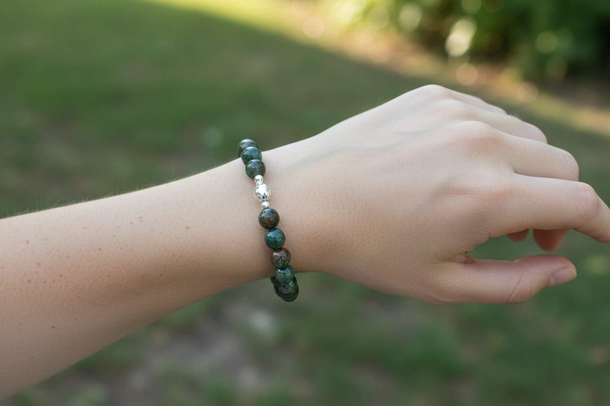 Prase Bead Bracelet on Model