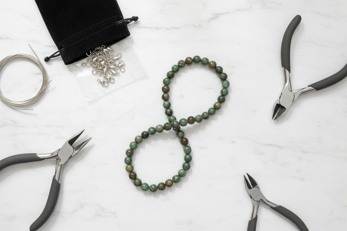 Prase Beads Flat Lay